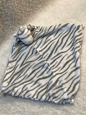 Angel Dear Gray and White Zebra Plush Lovey Security Travel Blanket Toy